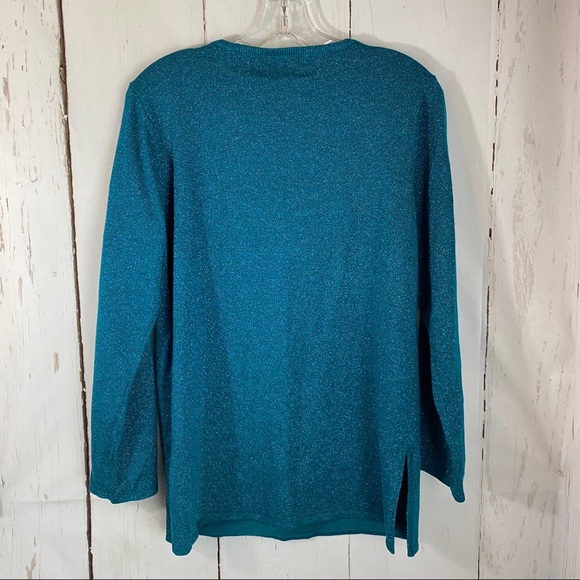 Bob Mackie XS Blue Embroidered Peacock Sweater - Picture 5 of 8